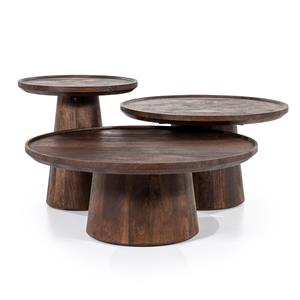 Eleonora Salontafel Ron Set van 3 stuks - Bruin - Rond