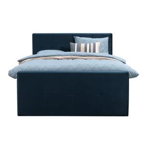 Leen Bakker Boxspring met voetbord Billund - blauw - 160x200 cm - slanke poot