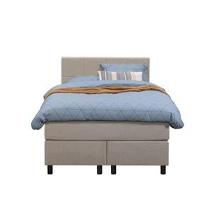 Leen Bakker Boxspring Billund - beige - 120x200 cm - ronde poot