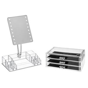 5five Make-up organizer set vakjes en lades 24 x 11 cm en een LED spiegel -