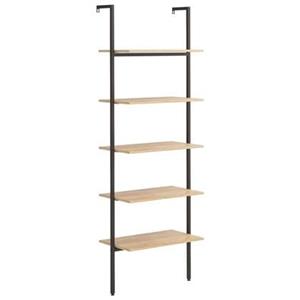 VidaXL Ladderrek met 5 schappen 64x35x185 cm lichtbruin en zwart