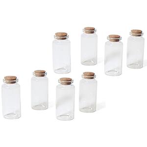 8x Kleine transparante glazen flesjes met kurken dop 12 ml -