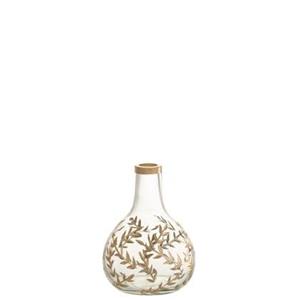 J-Line Vaas Tarwe Glas Goud|Transparant - 14 cm hoog