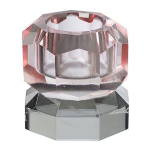 Xenos Dinerkaarshouder kristal 2-laags - roze/grijs - 4x4x4 cm