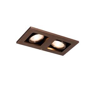 qazqa Einbaustrahler dunkelbronze rechteckig 2-flammig - Qure - Bronze