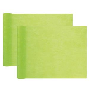 Santex Tafelloper op rol - 2x - appelgroen - 30 cm x 10 m - non woven polyester -