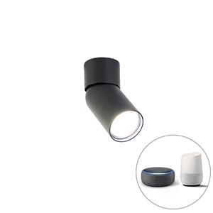 qazqa Smarter moderner Spot schwarz inkl. WiFi GU10 - Falo - Schwarz