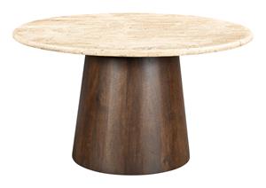 Livingfurn Ronde Ronde Eettafel Valentino Mangohout en travertin, 130cm