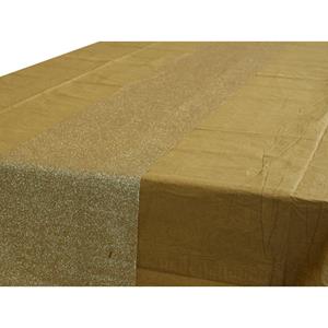 Goud tafelkleed 274 x 137 cm met gouden tafelloper met glitters voor de kersttafel -