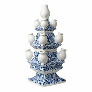 Heinen Delfts Blauw Tulpenvaas 3-delig Sierlijke Bloem