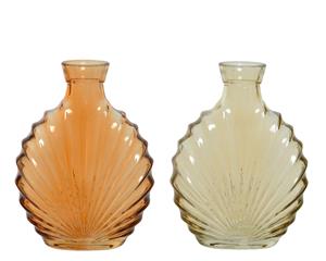 Decoris Vaas Glas In Waaiervorm L5.5-W12-H16.5cm- In Zandkleur Of Peachkleur