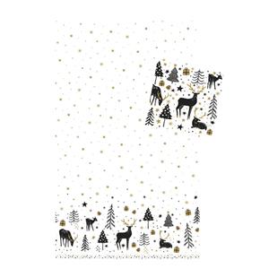 Duni Kerstdiner tafelversiering set 2x st - tafelkleed en servetten- wit/zwart/goud -