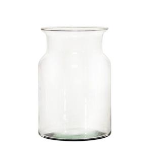 Bellatio Design Grote ronde vaas/vazen Cartagena - helder transparant glas - x 19 cm -