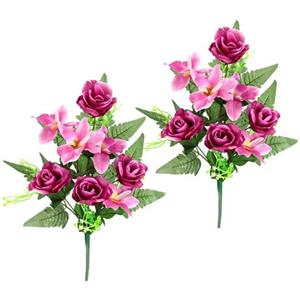 I.GE.A. Kunstbloem Bouquet aus Orchideen und Rosen (2 stuks)