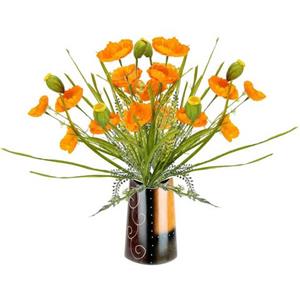 I.GE.A. Kunstbloem Mohnblumenbusch in Vase aus Keramik (1 stuk)