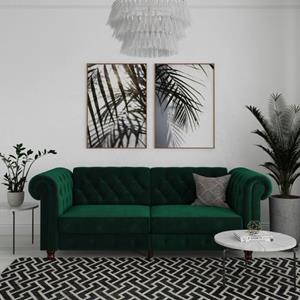 Dorel Home 3-zitsbank Felix, slaapbank 236 cm(ligoppervlak 108 x 190 cm), rugleuning 3-voudig verstelbaar, velours, kunstleer, luxe vintage microvezel