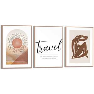 Reinders! Artprint Zon abstract - citaat - reizen - woestijn - vrouw (3 stuks)