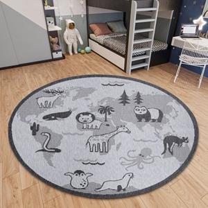 HANSE Home Kinderteppich "Animal World", rund, In und Outdoor, Flachgewebe, wetterfest, pflegeleicht, robust