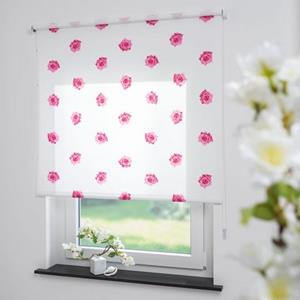Liedeco Seitenzugrollo "Rosen", Lichtschutz, freihängend, Seitenzugrollo, Kettenzugrollo, Dekorrollo - Rosen pink