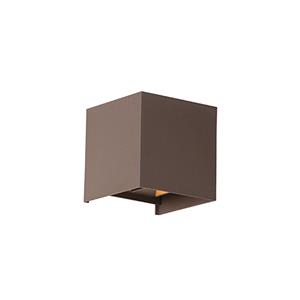 QAZQA Buiten wandlamp roestbruin incl. LED 2-lichts IP54 - Edwin