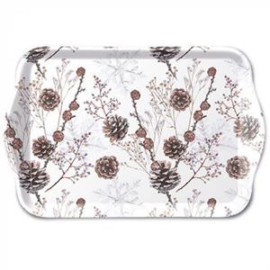 Ambiente Dienblad Pine Cones Wit 13x21cm Melamine