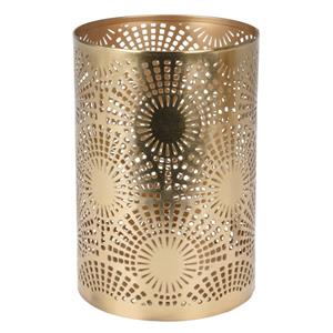 Metalen theelichthouder / windlicht goud type 1 D10 x H15 cm -