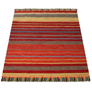 Paco Home Vloerkleed Kilim 213 met de hand geweven tweezijdig te gebruiken kleed, puur katoen, gestreept, woonkamer