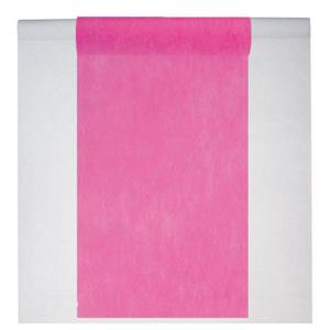 Santex Feest tafelkleed met tafelloper - op rol - wit/fuchsia roze - 10 meter -