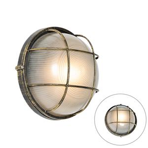 QAZQA Industriële buitenwandlamp antiek goud IP44 - Hanneke