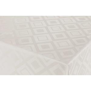 Bellatio Tafelzeil/tafelkleed Damast witte ruiten print x 180 cm -