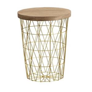 Leen Bakker Bijzettafel Kyoto - goudkleurig - 46,5xØ36 cm