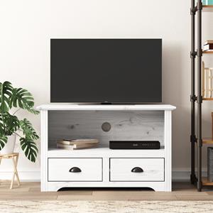 vidaXL TV-Schrank TV-Schrank mit 2 Schubladen Weiß 91x43x56 cm Massivholz Kiefer (1-St)