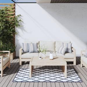 Buitenkleed omkeerbaar 80x150 cm marineblauw en wit