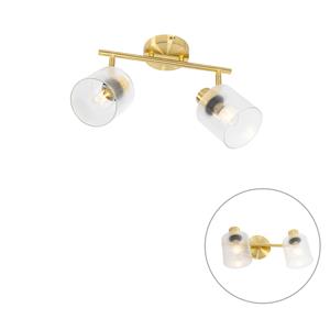 qazqa Deckenstrahler Gold mit Glas 2-flammig verstellbar - Laura - Gold