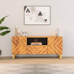 VidaXL Tv-meubel 105x33,5x46 cm massief mangohout bruin en zwart