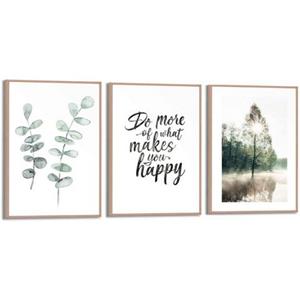 Reinders! Artprint Natuur bomen - zon - wandelen - blij (3 stuks)
