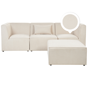 BELIANI Driezitsbank met ottomaan corduroy beige LEMVIG