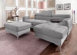 COTTA Zithoek Sammy Set: bestaand uit hoekbank en hocker, verstelbare hoofdsteun (set)