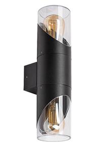 Rabalux - 7237 Wandleuchte novigrad Aluminium schwarz E27 2x28W IP54 B:12cm H:34cm Ø8.5cm dimmbar