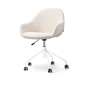 Nolon Nout-Mae bureaustoel bouclé beige - wit onderstel