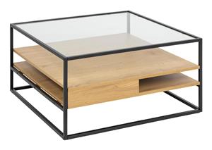 Bendt Salontafel Maikel Eiken en glas, 80 x 80cm - Transparant