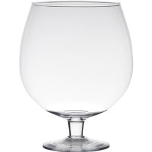 Hakbijl glass Vaas Brandy - op voet - transparant glas - 10l - 38 cm