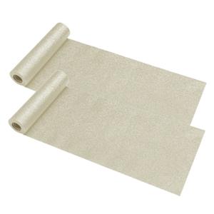 Chaks Tafelloper op rol - 2x - creme witte glitter - 30 x 500 cm - polyester -