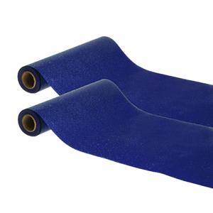 Chaks Tafelloper op rol - 2x - donker blauwe glitter - 30 x 500 cm - polyester -