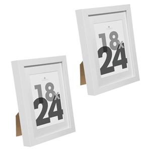 5five Fotolijstje voor een foto van 18 x 24 cm - 2x stuks - wit - foto frame Eva - modern/strak ontwerp -