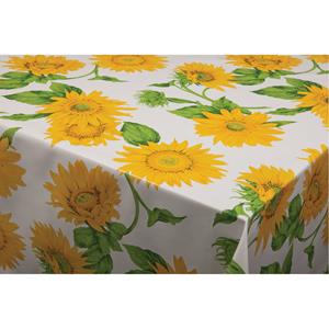 Bellatio Tafelzeil/tafelkleed wit met zonnebloemen print x 180 cm -