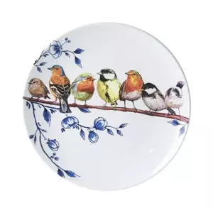 Heinen Delfts Blauw  Wandbord bosvogels d26.5cm