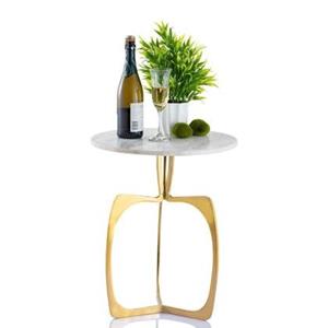 Sfeer voor jou SVJ Bijzettafel Rond - 45 x 45 x 56 cm - Marmer|Aluminium - Goud