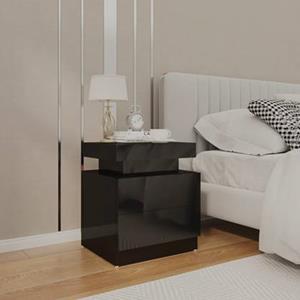 VidaXL Prolenta Premium - Nachtkastje 45x35x52 cm spaanplaat hoogglans zwart