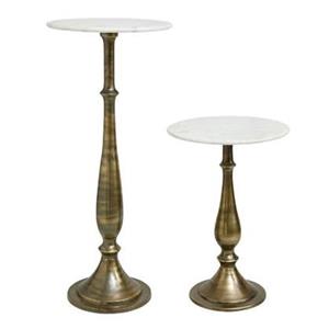 PTMD Bijzettafel Sonnel - 39x39x90 cm - Ijzer - Champagne - Set van 2